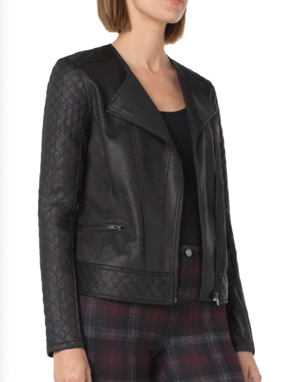 Liverpool Quilted Moto Jacket Womens XL Black Stretch Soft Solid
